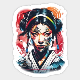 samurai girl looking straight ahead Sticker